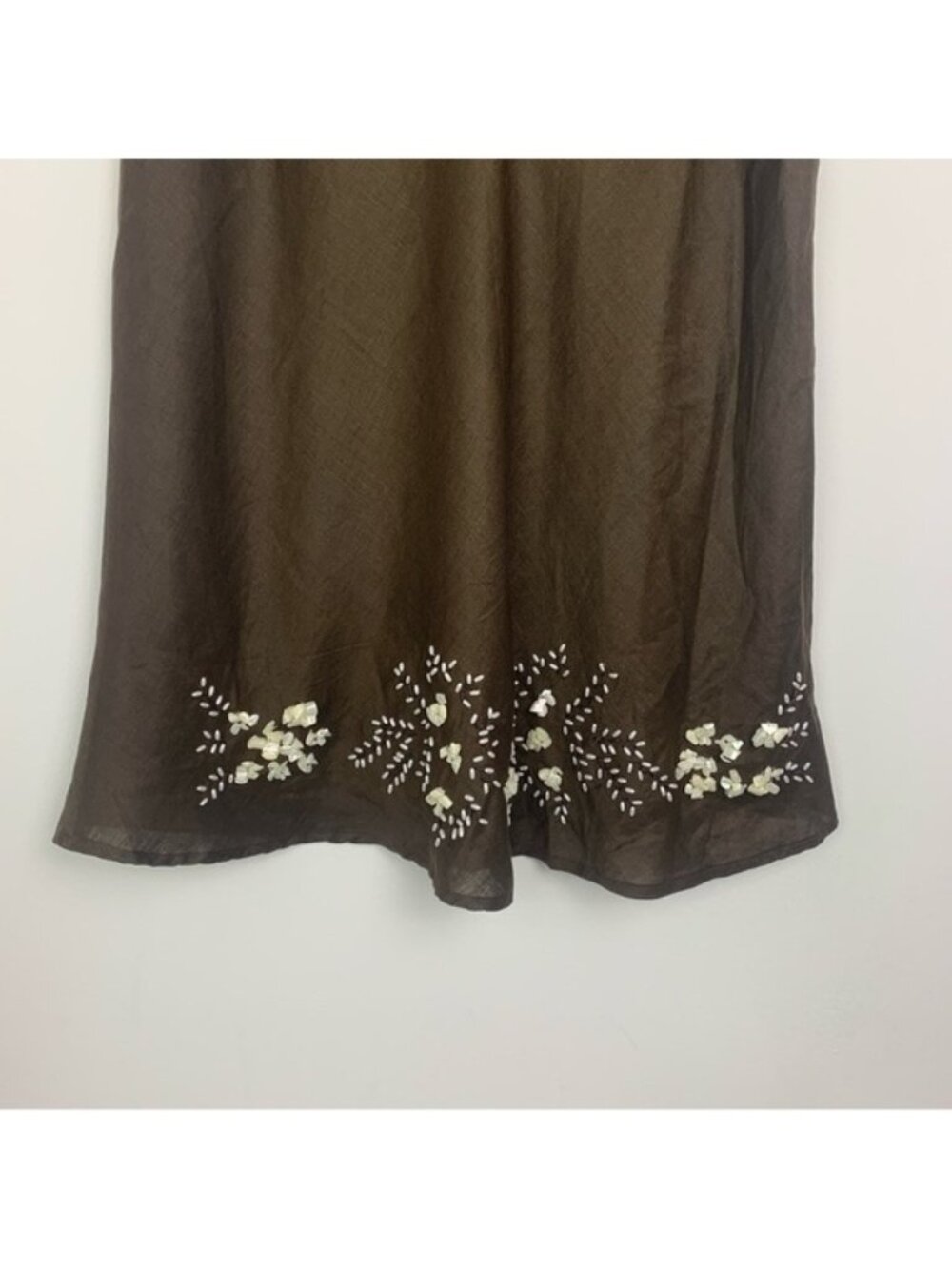 Anne Carson Beaded Linen Skirt - Picture 3 of 8